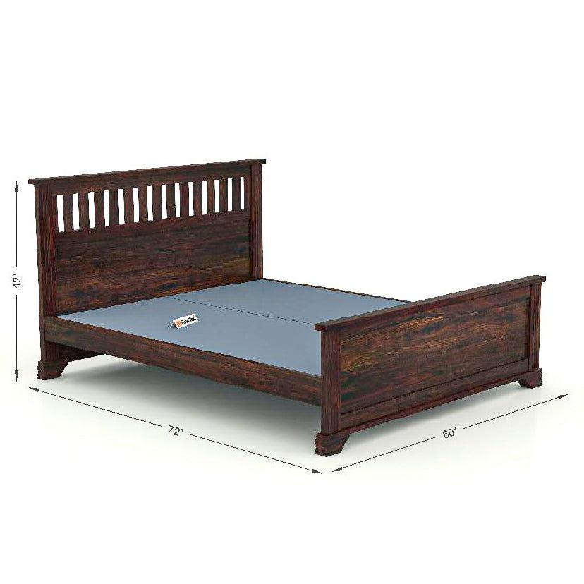 Mid Century Classical French bed in solid Sheesham Wood - Furnishiaa -  -